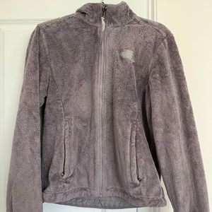 Gray fleece North Face jacket